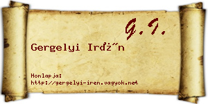 Gergelyi Irén névjegykártya